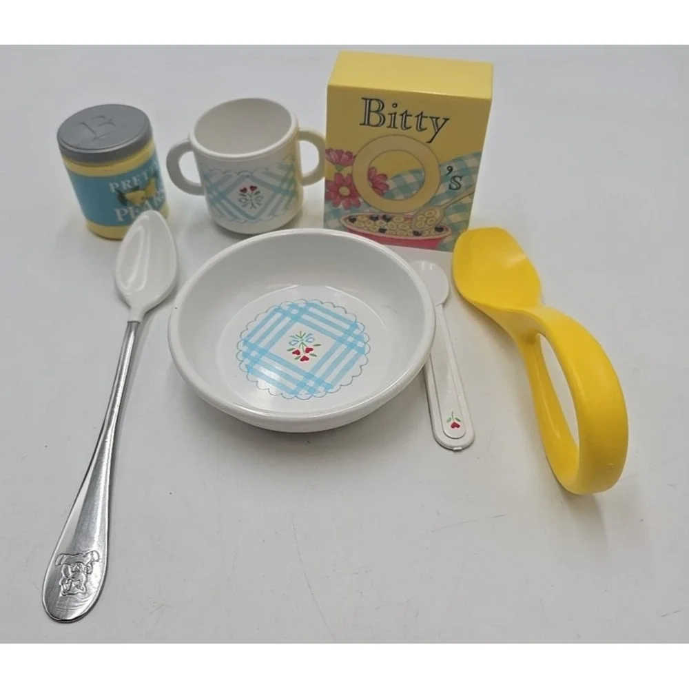 Pleasant Company AG Bitty Baby Breakfast‎ Set, O's Cereal, Bowl & Cup, pears